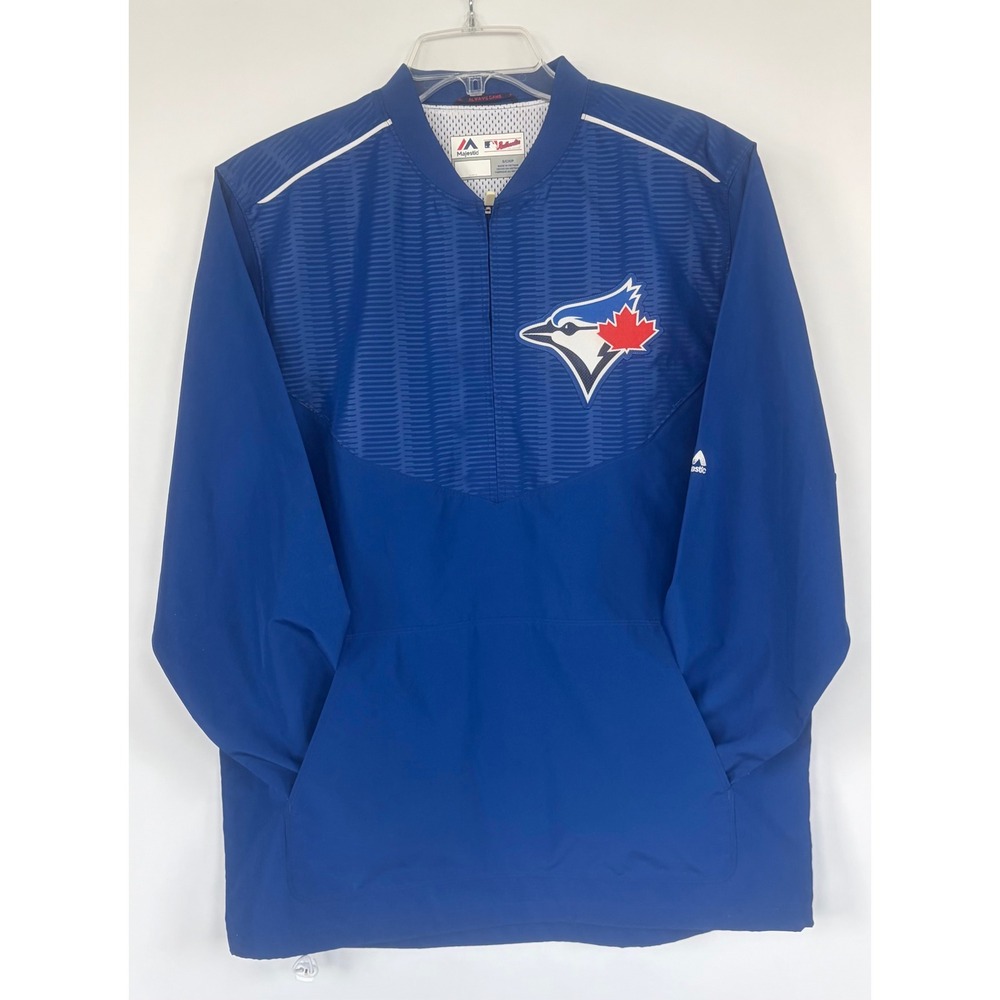Majestic Toronto Blue Jays Quarter Zip Windbreaker Mens Small Blue MLB Pullover